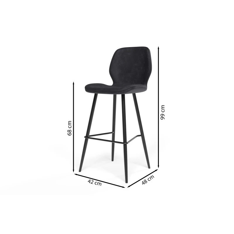 Lot De 2 Tabourets De Bar ETHAN En PU Noir 9 Lot De 2 Tabourets De Bar ETHAN En PU Noir – Image 7