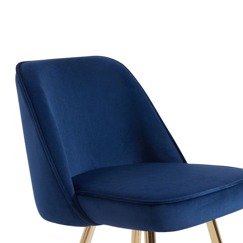 Lot De 2 Tabourets EUGENE En Velours Bleu Nuit Avec Pieds Dorés 5 Lot De 2 Tabourets EUGENE En Velours Bleu Nuit Avec Pieds Dorés – Image 3