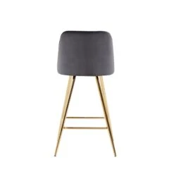 Lot De 2 Tabourets EUGENE En Velours Gris Foncé Avec Pieds Dorés 11 Lot De 2 Tabourets EUGENE En Velours Gris Foncé Avec Pieds Dorés -Mobilia Soldes lot de 2 tabourets eugene 3