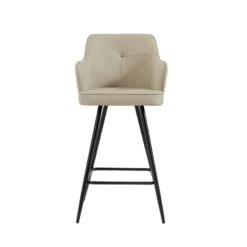 Lot De 2 Tabourets GUSTAVE En Tissu Sable Avec Pieds Noir 10 Lot De 2 Tabourets GUSTAVE En Tissu Sable Avec Pieds Noir -Mobilia Soldes lot de 2 tabourets gustave 2