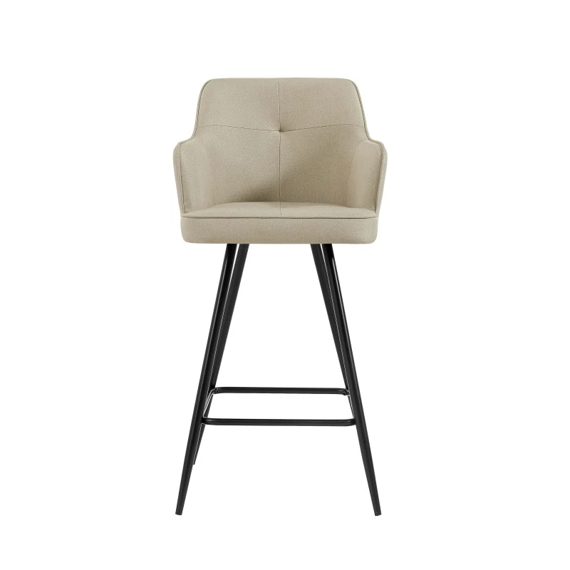 Lot De 2 Tabourets GUSTAVE En Tissu Sable Avec Pieds Noir 5 Lot De 2 Tabourets GUSTAVE En Tissu Sable Avec Pieds Noir – Image 3