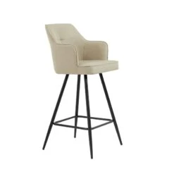 Lot De 2 Tabourets GUSTAVE En Tissu Sable Avec Pieds Noir 11 Lot De 2 Tabourets GUSTAVE En Tissu Sable Avec Pieds Noir -Mobilia Soldes lot de 2 tabourets gustave 3