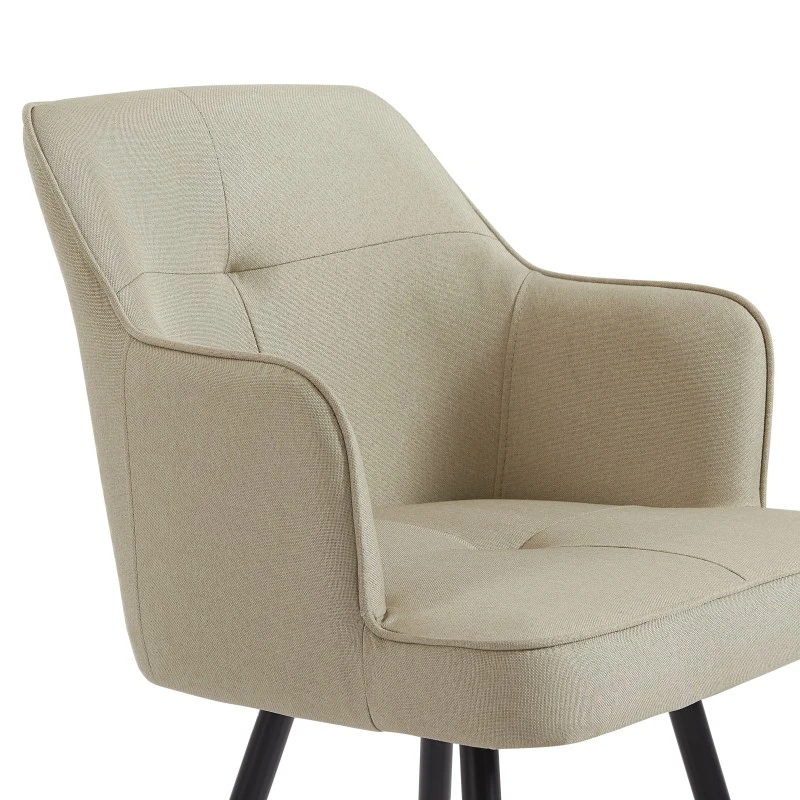 Lot De 2 Tabourets GUSTAVE En Tissu Sable Avec Pieds Noir 8 Lot De 2 Tabourets GUSTAVE En Tissu Sable Avec Pieds Noir – Image 6