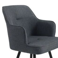 Lot De 2 Tabourets GUSTAVE En Tissu Gris Avec Pieds Noir -Mobilia Soldes lot de 2 tabourets gustave 8