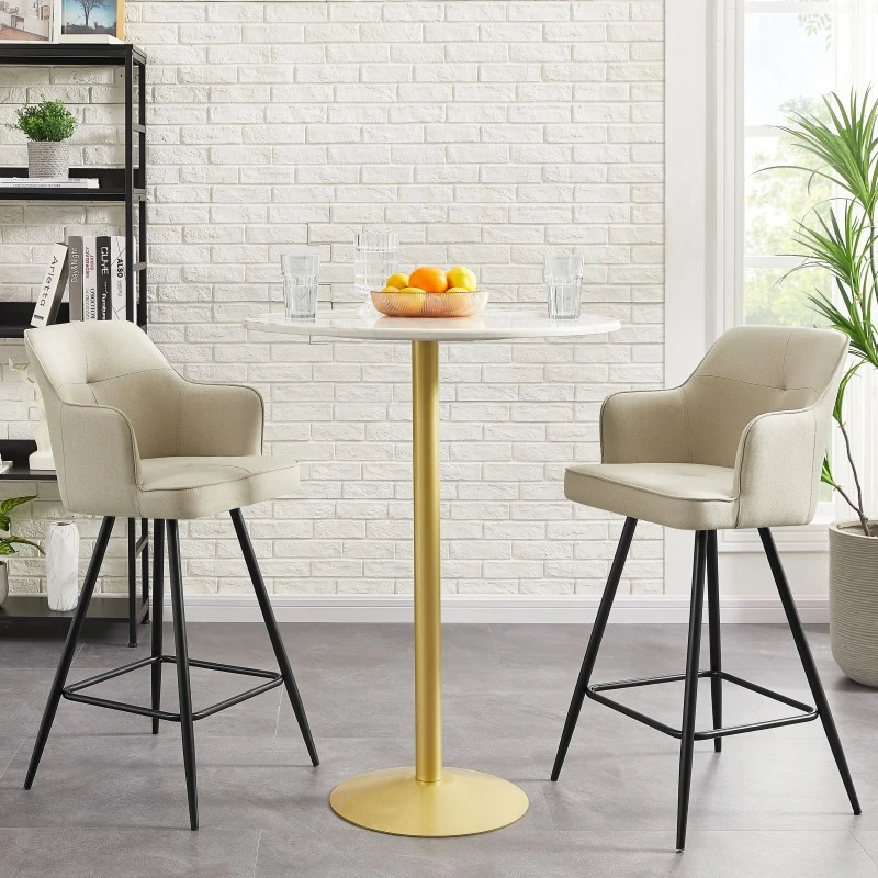 Lot De 2 Tabourets GUSTAVE En Tissu Sable Avec Pieds Noir 3 Lot De 2 Tabourets GUSTAVE En Tissu Sable Avec Pieds Noir