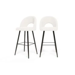 Lot De 2 Tabourets De Bar KYLE Tissu Bouclette Blanc Piètement Métal Noir 10 Lot De 2 Tabourets De Bar KYLE Tissu Bouclette Blanc Piètement Métal Noir -Mobilia Soldes lot de 2 tabourets kyle en teddy blanc 1