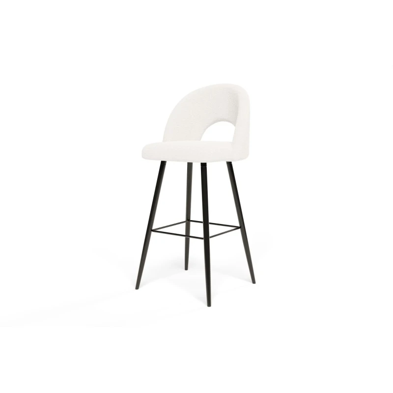 Lot De 2 Tabourets De Bar KYLE Tissu Bouclette Blanc Piètement Métal Noir 6 Lot De 2 Tabourets De Bar KYLE Tissu Bouclette Blanc Piètement Métal Noir – Image 4