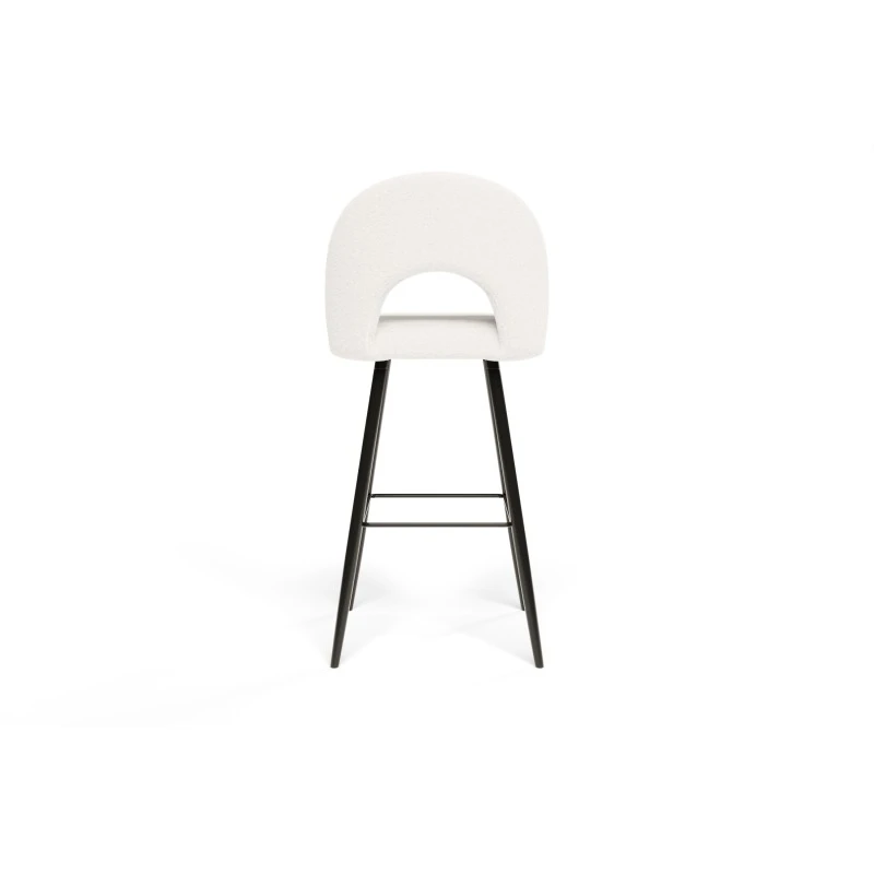 Lot De 2 Tabourets De Bar KYLE Tissu Bouclette Blanc Piètement Métal Noir 7 Lot De 2 Tabourets De Bar KYLE Tissu Bouclette Blanc Piètement Métal Noir – Image 5