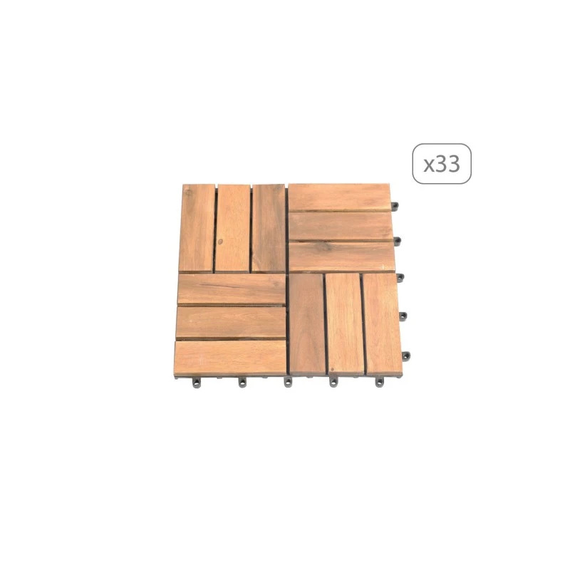 Lot De 33 Dalles Bois D'acacia 30x30 Cm Format Mosaïque 4 Lot De 33 Dalles Bois D'acacia 30x30 Cm Format Mosaïque – Image 2