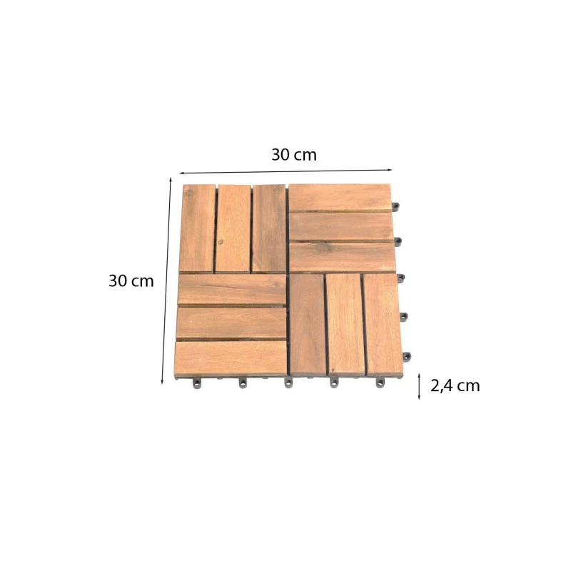 Lot De 33 Dalles Bois D'acacia 30x30 Cm Format Mosaïque 5 Lot De 33 Dalles Bois D'acacia 30x30 Cm Format Mosaïque – Image 3