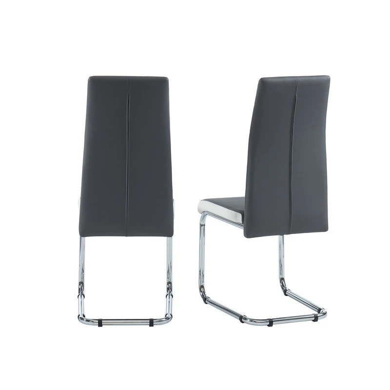 Lot De 4 Chaises MARA Simili Gris Et Blanc Pieds Métal Chromé 5 Lot De 4 Chaises MARA Simili Gris Et Blanc Pieds Métal Chromé – Image 3