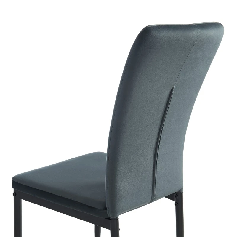 Lot De 4 Chaises POPPY Velours Gris Anthracite Pieds En Métal Noir 5 Lot De 4 Chaises POPPY Velours Gris Anthracite Pieds En Métal Noir – Image 3
