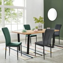 Lot De 4 Chaises POPPY Velours Gris Anthracite Pieds En Métal Noir