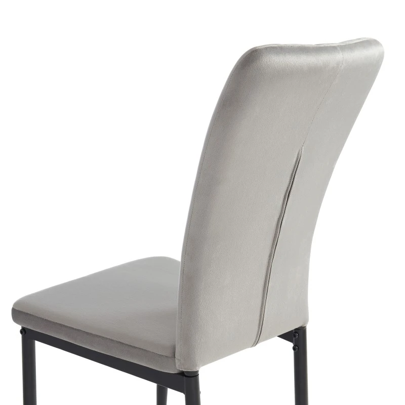 Lot De 4 Chaises POPPY Velours Gris Pieds En Métal Noir 8 Lot De 4 Chaises POPPY Velours Gris Pieds En Métal Noir – Image 6