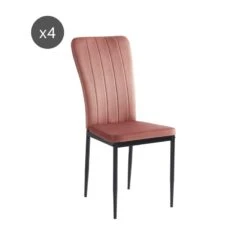 Lot De 4 Chaises POPPY Velours Rose Pieds En Métal Noir 12 Lot De 4 Chaises POPPY Velours Rose Pieds En Métal Noir -Mobilia Soldes lot de 4 chaises poppy velours rose pieds en metal noir 4