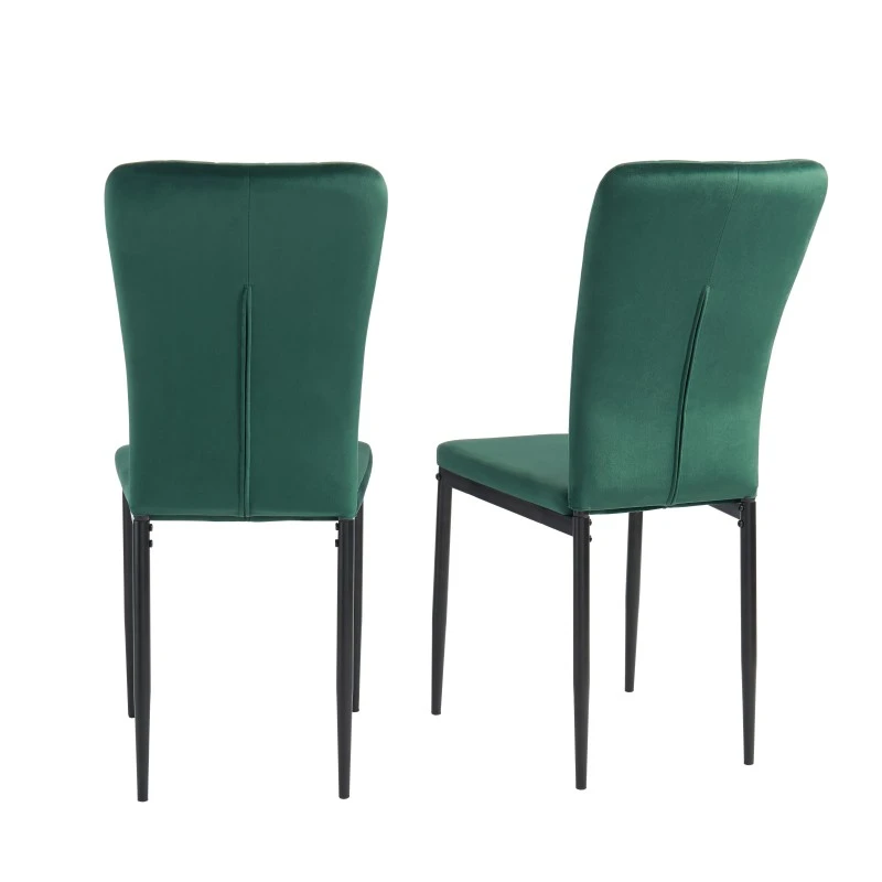 Lot De 4 Chaises POPPY Velours Vert Pieds En Métal Noir 7 Lot De 4 Chaises POPPY Velours Vert Pieds En Métal Noir – Image 5