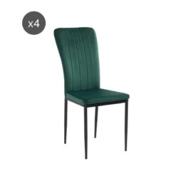 Lot De 4 Chaises POPPY Velours Vert Pieds En Métal Noir 21 Lot De 4 Chaises POPPY Velours Vert Pieds En Métal Noir -Mobilia Soldes lot de 4 chaises poppy velours vert pieds en metal noir 9