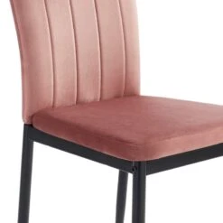 Lot De 6 Chaises POPPY Velours Rose Pieds En Métal Noir 11 Lot De 6 Chaises POPPY Velours Rose Pieds En Métal Noir -Mobilia Soldes lot de 6 chaises poppy velours rose pieds en metal noir 3