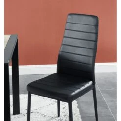 Lot De 6 Chaises SAM Simili Noir Pieds En Métal Noir -Mobilia Soldes lot de 6 chaises sam simili noir pieds en metal noir 1