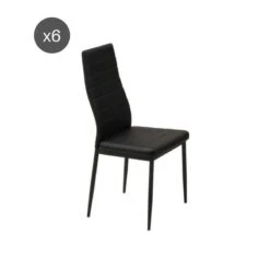 Lot De 6 Chaises SAM Simili Noir Pieds En Métal Noir -Mobilia Soldes lot de 6 chaises sam simili noir pieds en metal noir 3