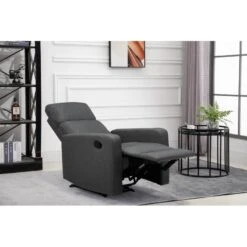 Fauteuil Relax Large LOVA En Tissu Gris Foncé Avec Fonction Manuel -Mobilia Soldes lova relax gris fonce normal 9