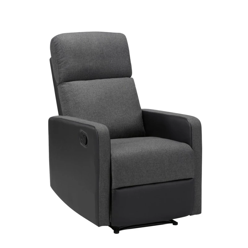 Fauteuil Relax Small LOVA PU Noir Et Tissu Gris Foncé Avec Fonction Manuel 4 Fauteuil Relax Small LOVA PU Noir Et Tissu Gris Foncé Avec Fonction Manuel – Image 2