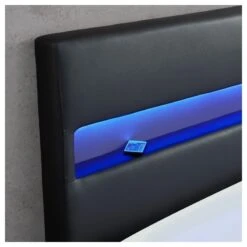 Lit Coffre LUMINA Simili Noir 160x200 Sommier Inclus -Mobilia Soldes lumina160no lit coffre led 7