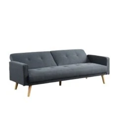 Canapé 3 Places LUXI Tissu Gris Anthracite Convertible Style Scandinave -Mobilia Soldes luxi canape 3 places gris 2