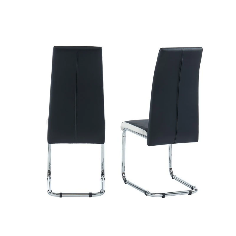 Lot De 4 Chaises MARA Simili Noir Et Blanc Pieds En Métal Chromé 6 Lot De 4 Chaises MARA Simili Noir Et Blanc Pieds En Métal Chromé – Image 4
