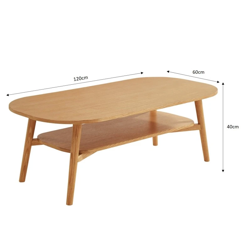 Table Basse MARCEL Placage Chêne Double Plateau 120cm 4 Table Basse MARCEL Placage Chêne Double Plateau 120cm – Image 2