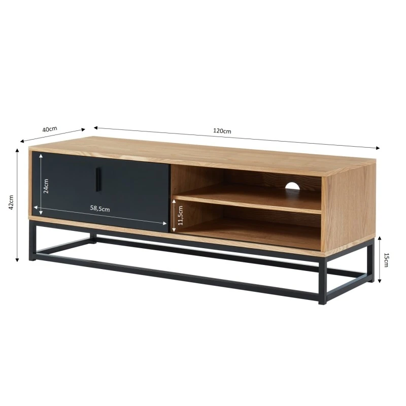 Meuble Tv BRIXTON Placage Frêne 1 Porte 120cm 6 Meuble Tv BRIXTON Placage Frêne 1 Porte 120cm – Image 4