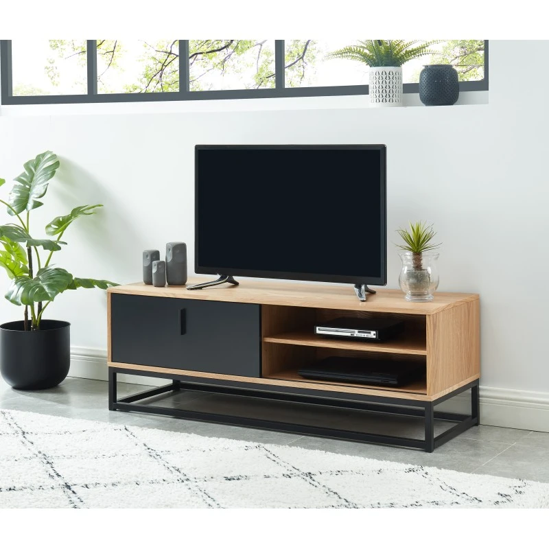 Meuble Tv BRIXTON Placage Frêne 1 Porte 120cm 3 Meuble Tv BRIXTON Placage Frêne 1 Porte 120cm