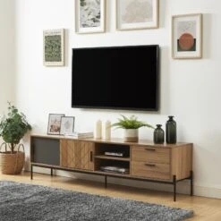Meuble Tv GEOMA Effet Chêne Foncé Et Gris L180cm 12 Meuble Tv GEOMA Effet Chêne Foncé Et Gris L180cm -Mobilia Soldes meuble tv geoma effet chene fonce et gris l180cm 1