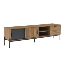 Meuble Tv GEOMA Effet Chêne Foncé Et Gris L180cm 15 Meuble Tv GEOMA Effet Chêne Foncé Et Gris L180cm -Mobilia Soldes meuble tv geoma effet chene fonce et gris l180cm 4