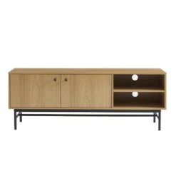 Meuble Tv JAMES Effet Chêne Pieds Métal Noir 150cm 16 Meuble Tv JAMES Effet Chêne Pieds Métal Noir 150cm -Mobilia Soldes meuble tv james effet chene pieds metal noir 5