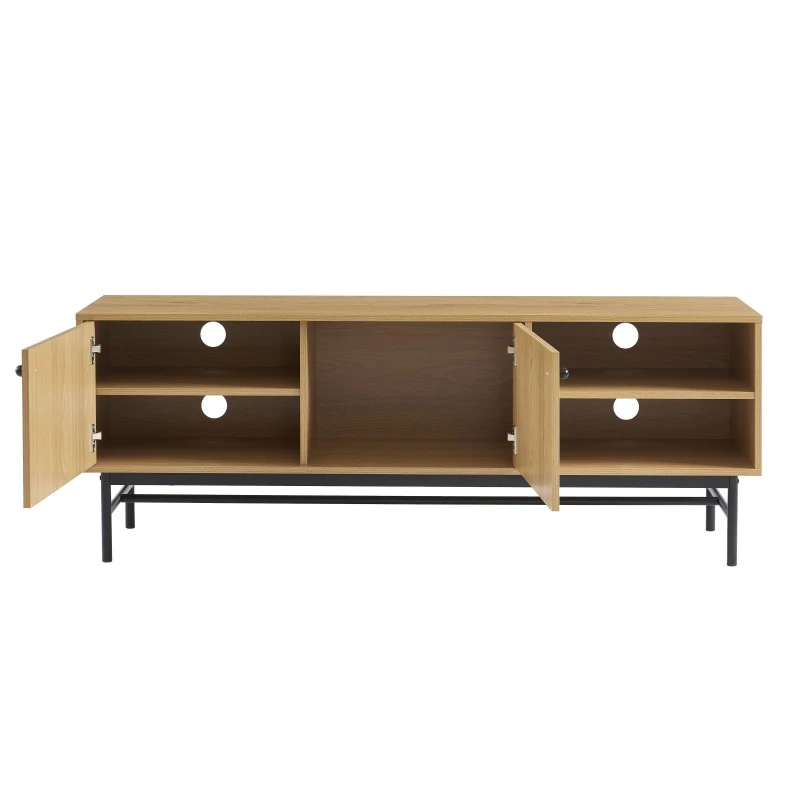 Meuble Tv JAMES Effet Chêne Pieds Métal Noir 150cm 10 Meuble Tv JAMES Effet Chêne Pieds Métal Noir 150cm – Image 8