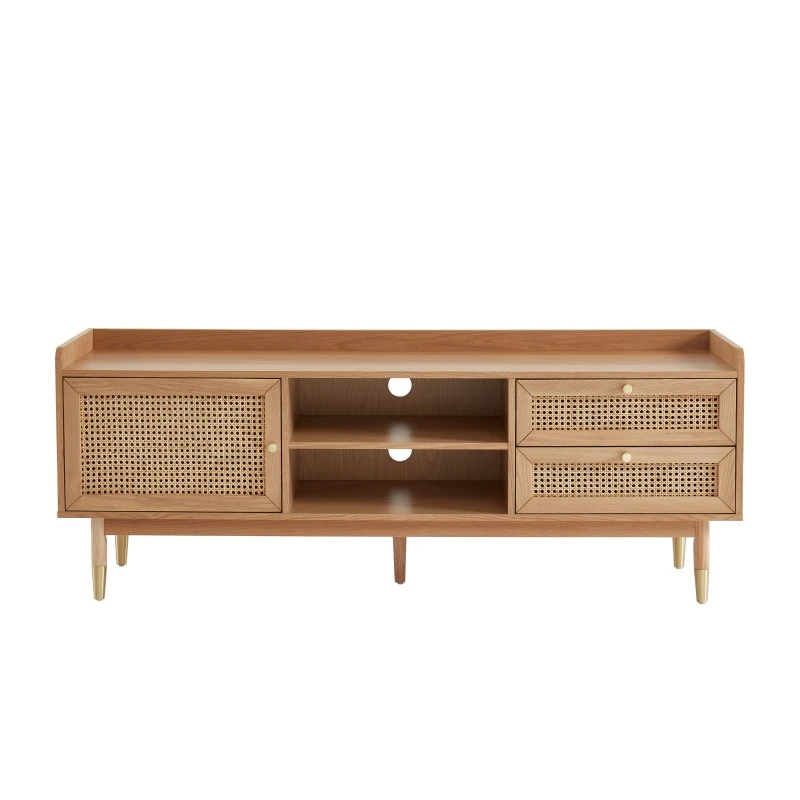 Meuble Tv LEON Chêne Et Cannage Rotin 160cm 8 Meuble Tv LEON Chêne Et Cannage Rotin 160cm – Image 6