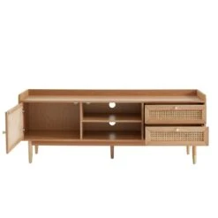 Meuble Tv LEON Chêne Et Cannage Rotin 160cm 16 Meuble Tv LEON Chêne Et Cannage Rotin 160cm -Mobilia Soldes meuble tv leon bois et cannage naturel 1 porte et 2 tiroirs l160cm 6