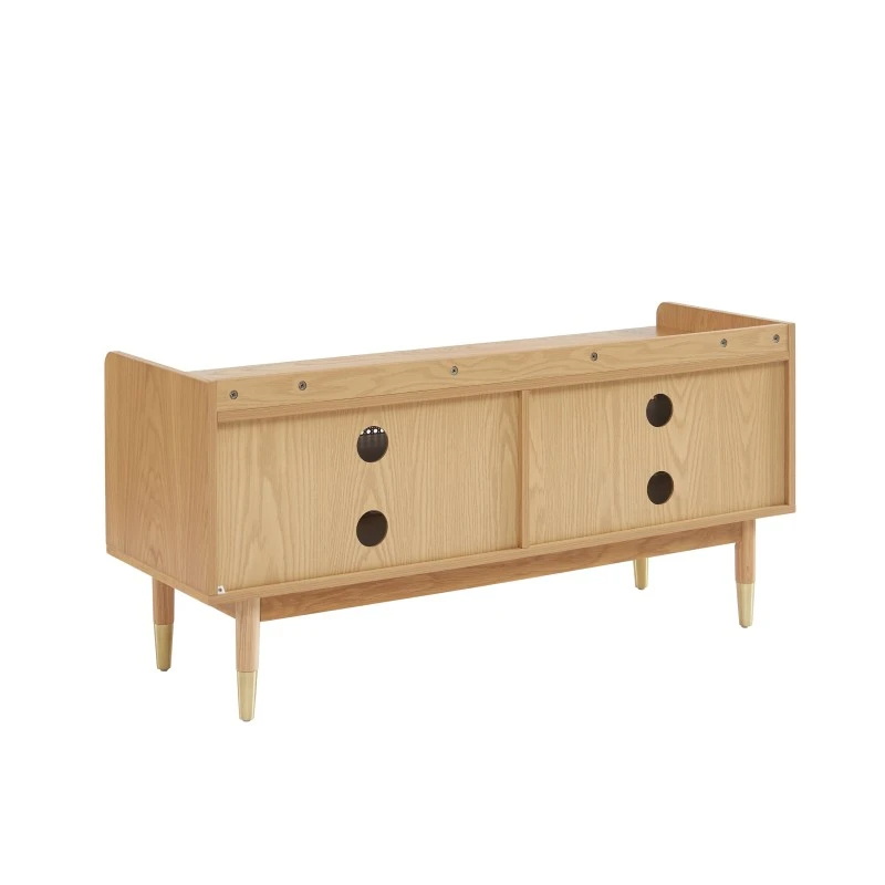 Meuble TV LEON Placage Chêne Et Cannage Rotin 120cm 10 Meuble TV LEON Placage Chêne Et Cannage Rotin 120cm – Image 8