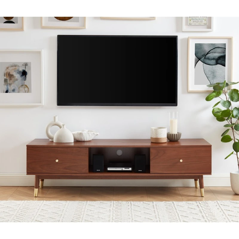 Meuble Tv MARCELLO Placage Noyer 160cm 3 Meuble Tv MARCELLO Placage Noyer 160cm