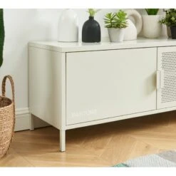Meuble Tv PANTONE Métal Beige Sable 120cm -Mobilia Soldes meuble tv pantone metal beige sable l120cm 1