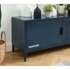 Meuble Tv PANTONE Métal Bleu Nuit 120 Cm -Mobilia Soldes meuble tv pantone metal bleu nuit 120 cm 1
