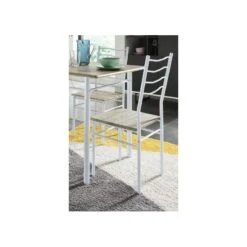 Ensemble Repas NINA Blanc Et Effet Chêne 4 Personnes 120cm 8 Ensemble Repas NINA Blanc Et Effet Chêne 4 Personnes 120cm -Mobilia Soldes ninablch table et 4 chaises 2