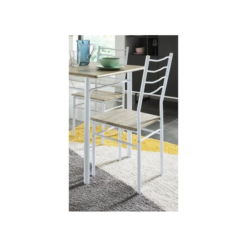 Ensemble Repas NINA Blanc Et Effet Chêne 4 Personnes 120cm 5 Ensemble Repas NINA Blanc Et Effet Chêne 4 Personnes 120cm – Image 3