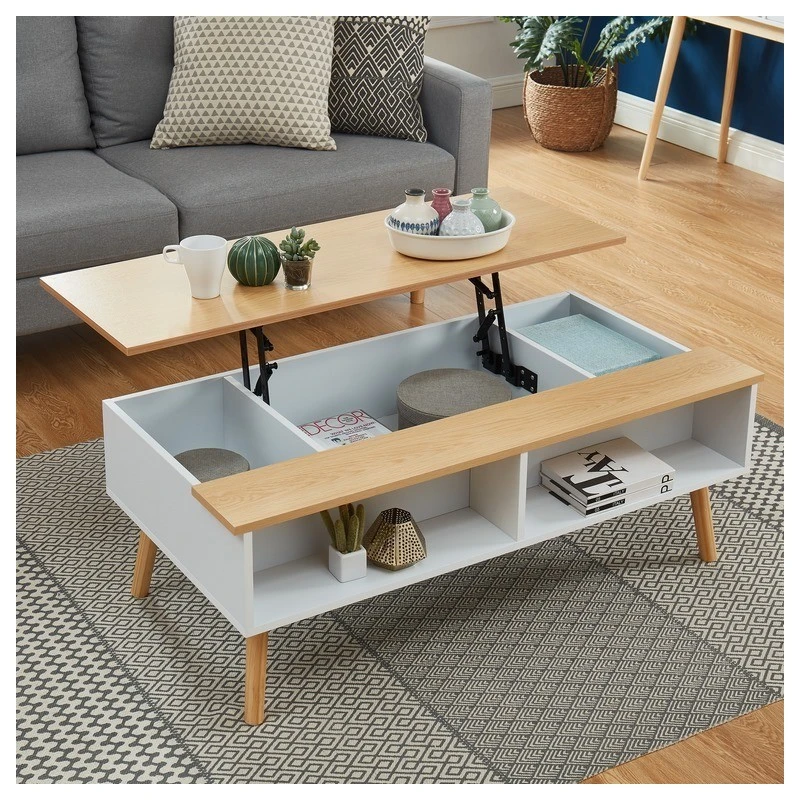 Table Basse OLEA Laqué Blanc Mat Plateau Relevable 5 Table Basse OLEA Laqué Blanc Mat Plateau Relevable – Image 3