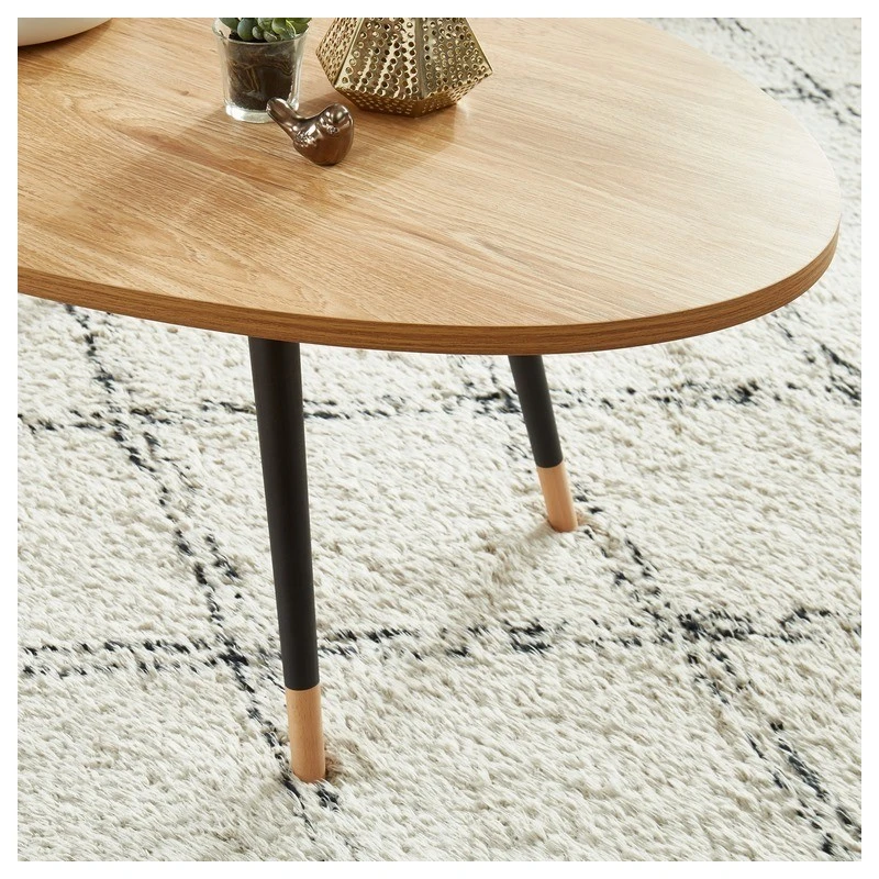 Table Basse ORGANIC Effet Chêne Pieds Noirs 98cm 6 Table Basse ORGANIC Effet Chêne Pieds Noirs 98cm – Image 4