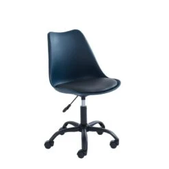 Chaise De Bureau PANTONE Bleu Nuit 5 Roulettes -Mobilia Soldes pantone chaise de bureau bleu 5 pieds a roue 3