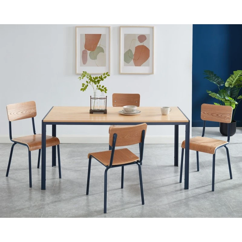 Table De Séjour PANTONE Métal Bleu Nuit Et Effet Bois 160cm 3 Table De Séjour PANTONE Métal Bleu Nuit Et Effet Bois 160cm