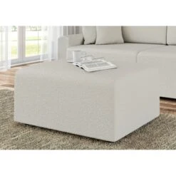 Pouf MILO Tissu Bouclette Blanc 1 Place -Mobilia Soldes pouf milo tissu bouclette blanc 1 place 3