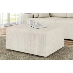 Pouf MILO Velours Côtelé Beige 1 Place -Mobilia Soldes pouf milo velours cotele beige 1 place 4